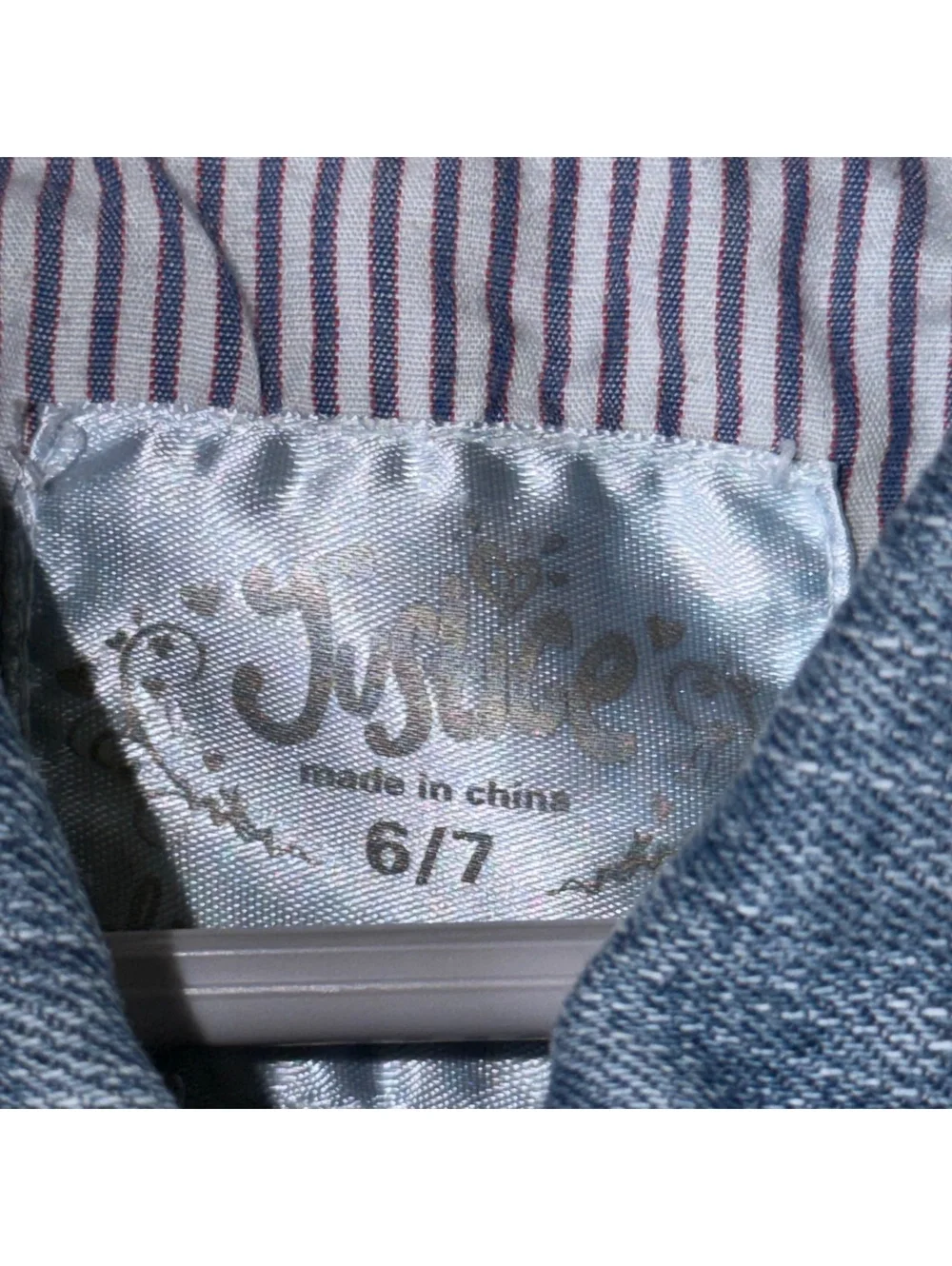 Justice Girls Size 6/7 Studded Cropped Denim Jacket